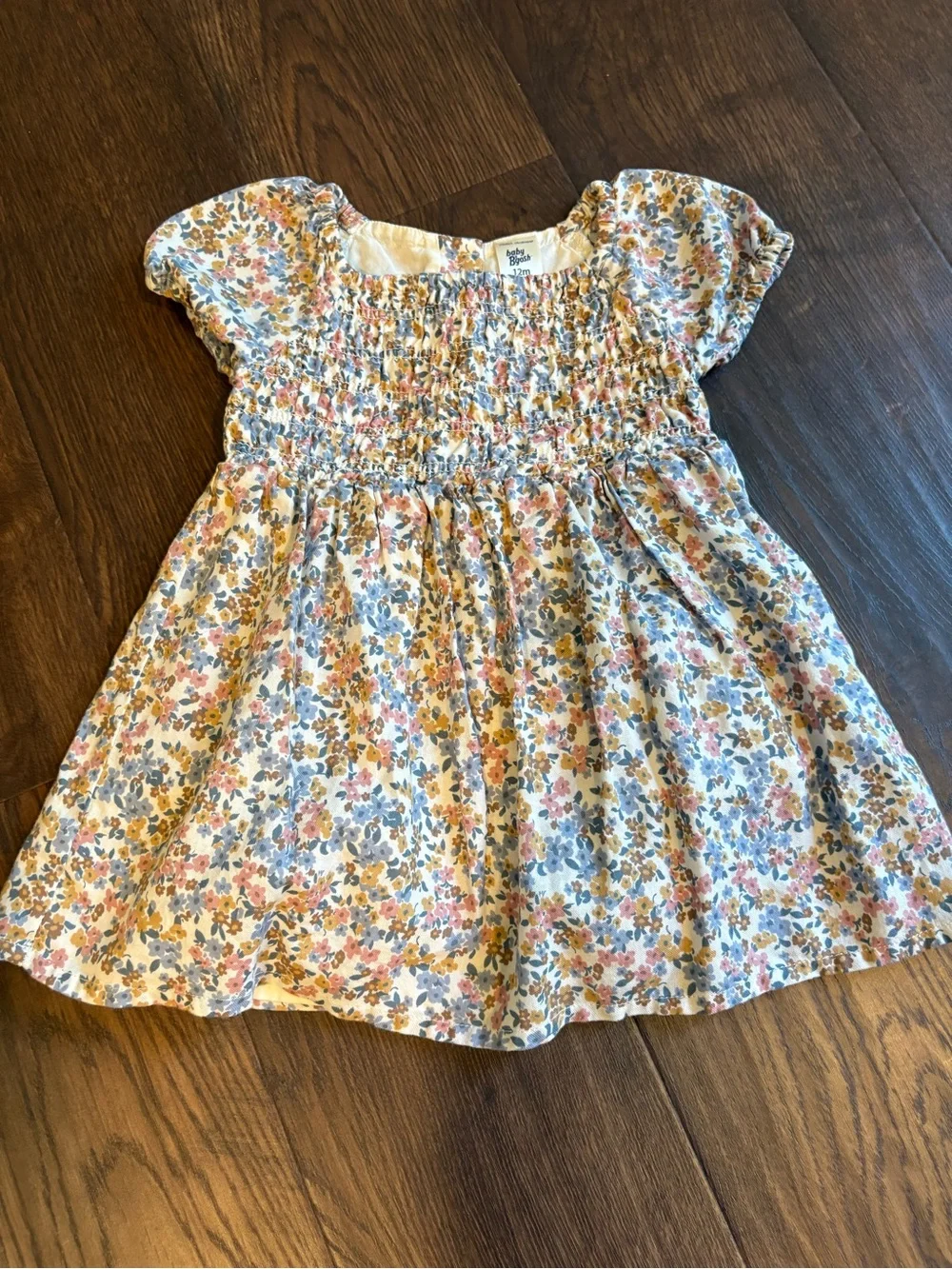 GAP Floral Smocked Dress in Yellow, Blue, Pink